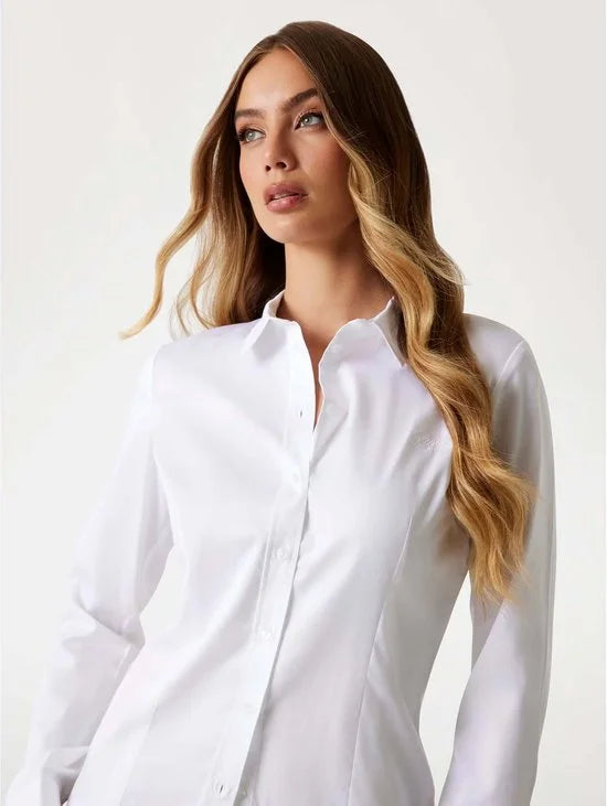 Guess Ls Cate Wit Overhemd - Streetwear - Vrouwen