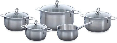 BK Excellent RVS kookpannenset 5 delig - Ø16cm tot Ø24cm - Inductie pannenset - Vaatwasserbestendig - Ovenbestendig tot 230° - met deksels - maatverd