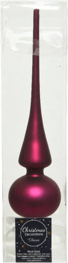 Decoris Kerst piek - magnolia roze - 26 cm - glas - mat - kerstboompiek