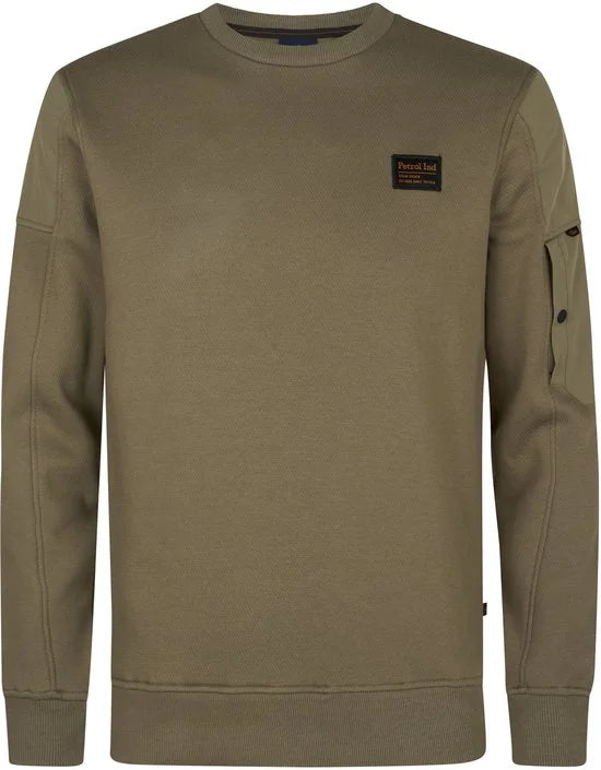 Petrol Industries - Heren Casual Trui - Round Neck - Regular Fit - 65% katoen / 35% polyester - Lichtgewicht & ademend - Groen - Maat L
