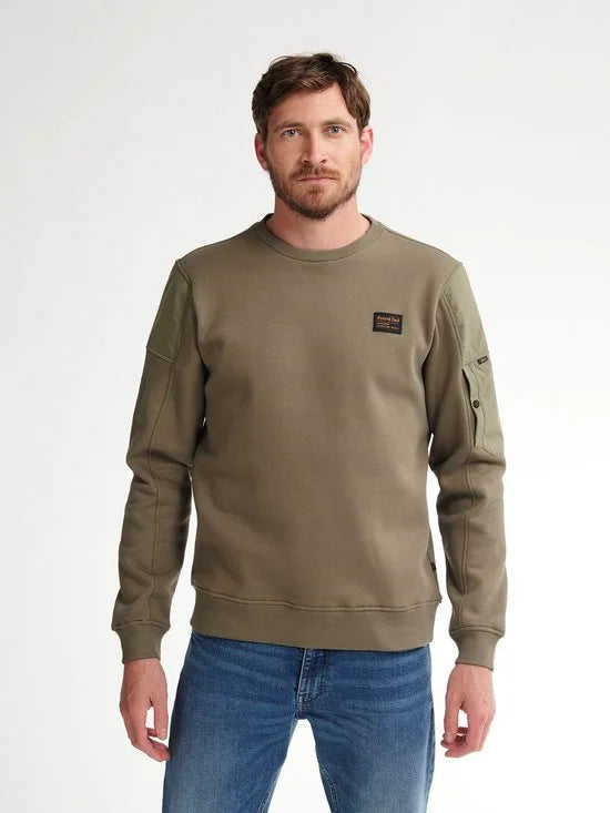 Petrol Industries - Heren Casual Trui - Round Neck - Regular Fit - 65% katoen / 35% polyester - Lichtgewicht & ademend - Groen - Maat L