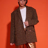 Studio Amaya Midnight blazer geruit met pailletten bruin
