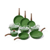 Cook & Pan - Pannenset 9-delig - PFAS vrij - Inductie Keramisch - Non stick - 7 jaar garantie - Groen
