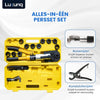 Luxuriq Professionele Perstangenset - TH, M en U persbekken - Buizenscharen + Kalibrator - Krimptang - 6 Ton Perskracht
