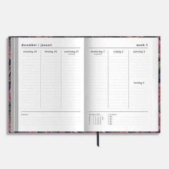 Hobbit - A4 Planner 2026 - A4 (21 x 29,7 cm) - 1 week op 2 pagina's - Harde Kaft - Bloem Klassiek