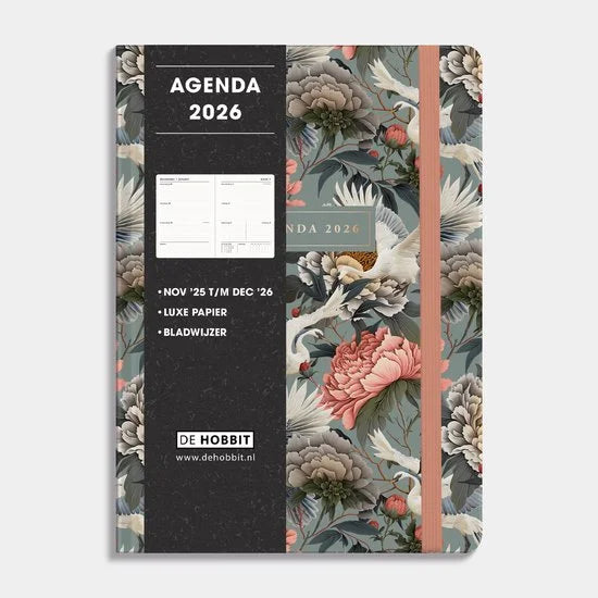 Hobbit - A5 Agenda 2026 - A5 (14,8 x 21 cm) - 1 week op 2 pagina's - Agenda A5 - Harde Kaft - Kraanvogels