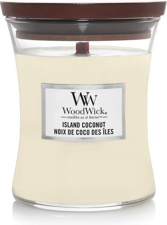 WoodWick Hourglass Medium Geurkaars - Island Coconut - 60 branduren