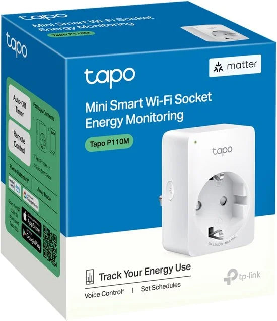 TP-Link Tapo P110M - Mini Slimme Stekker -Matter-gecertificeerd - Wifi Stopcontact - Energiebewaking