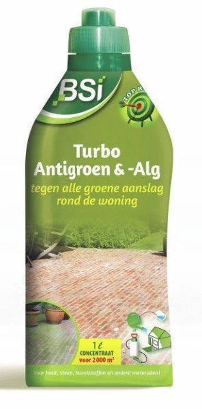 BSI - Turbo Antigroen & -Alg - Concentraat - Tegen alle groene aanslag rond de woning - 1 L voor 2000 m²