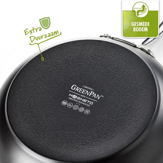 Greenpan Barcelona Koekenpannenset 2-delig - 22/28 cm – PFAS-vrije antikleeflaag– Pannenset inductie – Keramische pan - Ovenbestendig tot 220°C – Vaa