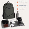 TRVLMORE 36L Rugzak - Rugtas met 17 Inch Laptopvak - Schooltas - Spatwaterdicht - Heren en Dames - Jongens en Meisjes - Grijsgroen