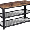 Schoenenrek | Vintage | Hout | Metaal | Stevig | Meubilair | Industrieel | 73x30x45cm | Bruin | Zwart