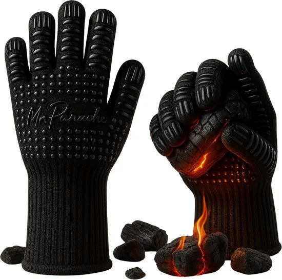 MR. PANACHE Ovenhandschoenen (2 stuks) - EN407 Certificaat - tot 500°C - Ovenwanten - Hittebestendige BBQ Handschoenen - Barbecue en Oven handschoene