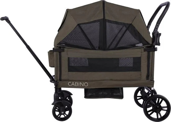 Cabino Waggie Bolderkar Opvouwbaar Met 2 Zitjes – Inclusief Duwstang, Trekbeugel & Drinkbeker – Max. 44 kg - Groen