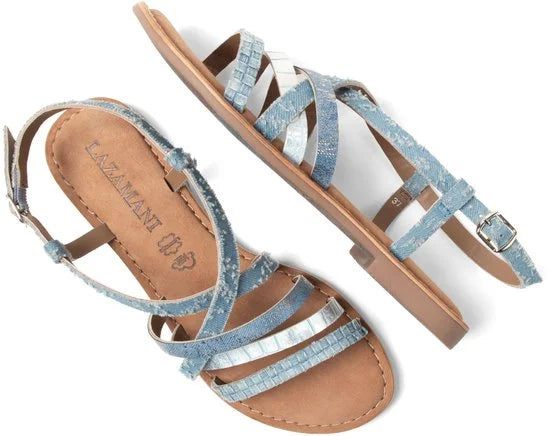 Lazamani - Zuri Dames Sandalen Denim - Maat 44
