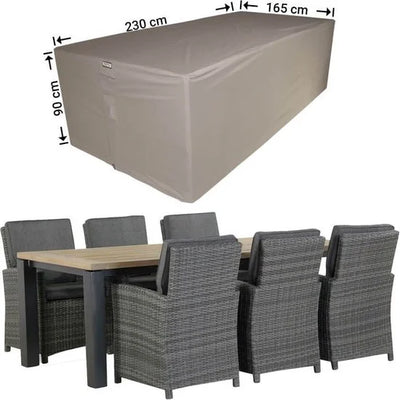 Raffles Covers Tuinsethoes - 230 x 165 H: 90 cm - RDS230165 - Waterdicht - Ademend - UV-bestendig - Elastisch rijgkoord - Beschermhoes tuinmeubelen -