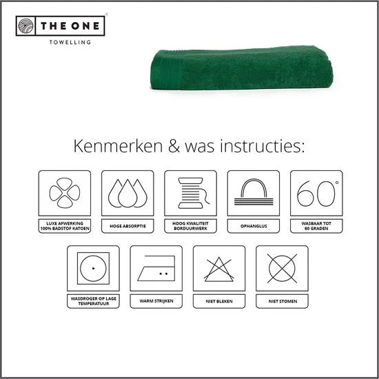 The One Towelling Classic Strandlaken - 100 x 180 cm - Strand handdoek - Hoge vochtopname - 100% Gekamd katoen - Groen