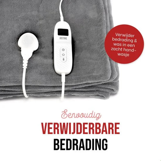 DistinQ Elektrische Bovendeken XXL 180x160 cm - 2 persoons omslagdeken - 160watt - Automatische Uitschakeling - Oververhittingsbescherming - 9 Stande