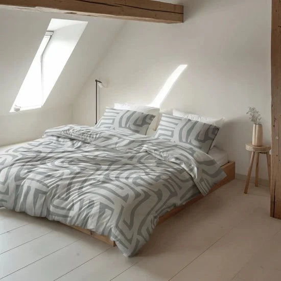 Sleeps Danis Flanel Dekbedovertrek Groen/Grijs - 200x200/220 cm - Warm en Zacht